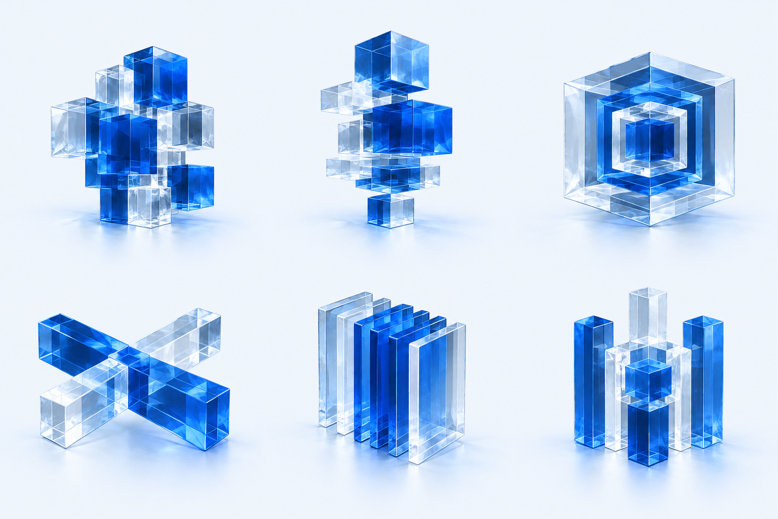 Blaue Glasmodule als Sinnbild für individuelle Software